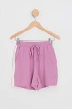 shorts feminino lilás com forro e viés