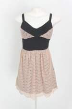 vestido handbook feminino bege com forro e recortes