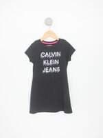 vestido calvin klein infantil preto com paetê
