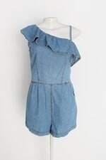 macaquinho dress to feminino azul com babado