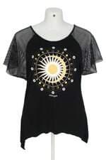 blusa feminina deliriyou preta com recortes