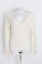 blusa manga longa feminina off white com renda