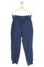 calça lounge feminina azul com faixa na cintura