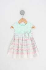 vestido petit cherie kids estampado com faixa na cintura e forro