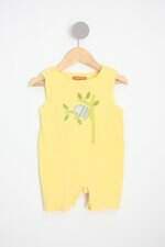 macacão bb moderno kids amarelo com bordado