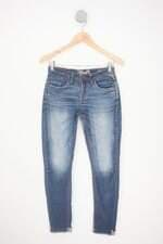 calça jeans khelf feminina azul com barra italiana