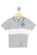camisa polo alakazoo kids cinza com bordado e recortes