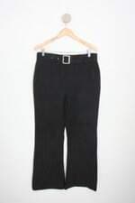 calça de tecido feminina preta com cinto