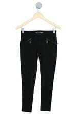 calça de tecido Zara feminina preta com recortes