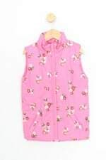 colete marisa kids rosa floral com forro