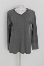 blusa manga longa feminina cinza com bordado