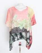 blusa feminina estampada com faixa na cintura