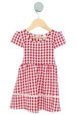 vestido kids vermelho xadrez com laço
