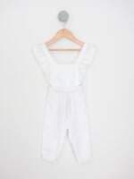 jardineira paola da vinci kids branco com bordado