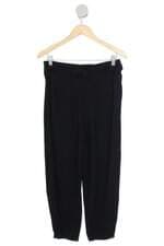 calça de tecido Cris Barros feminina preta com faixa na cintura