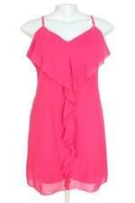vestido regata curto Guess rosa com babado e forro