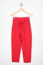calça slim mais um feminina vermelha com cordão na cintura