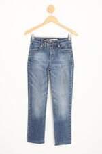 calça jeans feminina azul com aplique