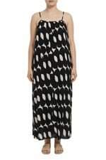 vestido longo Riachuelo preto e branco