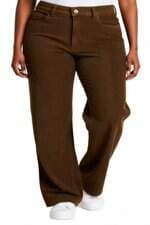 calça de sarja flare Renner marrom com textura