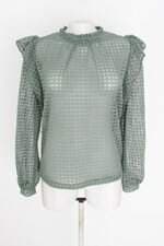 blusa leeloo feminina verde com jabô e transparência
