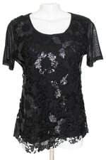 blusa perola oriental feminina preta com paetê e renda