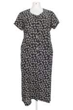 vestido midi casa lú feminino preto estampado