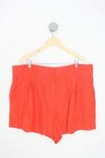 shorts delphina feminino laranja com forro e pregas
