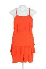 conjunto duas peças quintess feminino laranja com babado