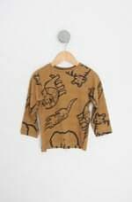 camiseta manga longa poim kids marrom