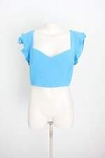 cropped jacknipe feminino azul com franzido