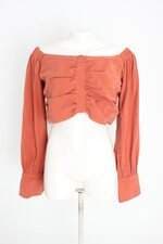 blusa liuth feminina laranja com pregas