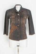 camisa jeans marie claire feminina azul com bordado