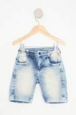 bermuda jeans pedro & maria kids azul com cós com elástico