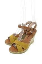 sandália anabela feminina marrom