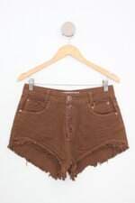 shorts miss lene feminino marrom com aplique