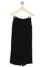 calça de tecido Zara feminina preta com faixa na cintura