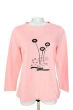 camiseta manga longa feminina rosa com silk