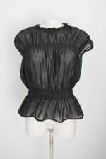 blusa dulce color feminina preta com franzido e hotfix