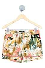 shorts simetria do corpo feminino estampado com recortes