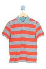 camisa polo Tommy Hilfiger kids listrada com bordado
