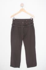 calça de tecido animale feminina marrom