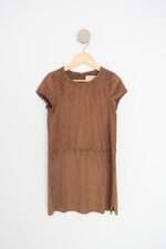 vestido zara infantil marrom com recortes e tiras