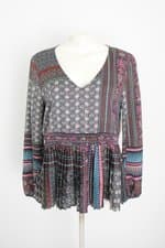 blusa Le Lis Blanc feminina estampada com plissado e pregas