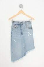 saia jeans Trafaluc (trf) feminina azul com assimetria