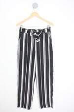 calça de tecido luck feminina bicolor com faixa na cintura e meio forro