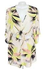 vestido Shoulder feminino estampado com forro e recortes