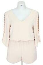 macaquinho Shoulder feminino bege com forro