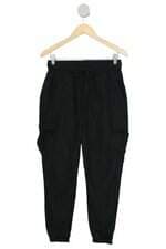 calça de tecido Youcom feminina preta com cós com elástico