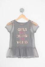 blusa epic threads kids cinza com silk e sobreposição